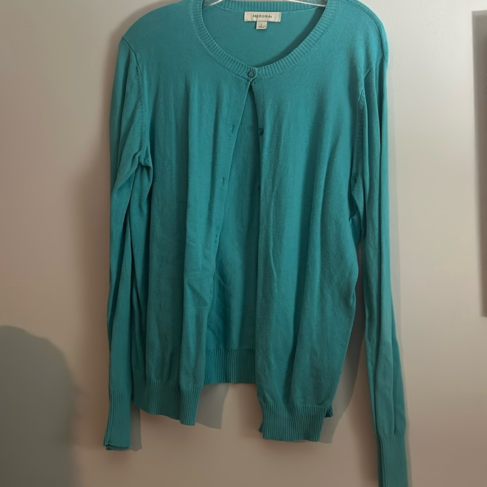 Merona Lightweight Long Sleeve Button Front Crewneck Cardigan